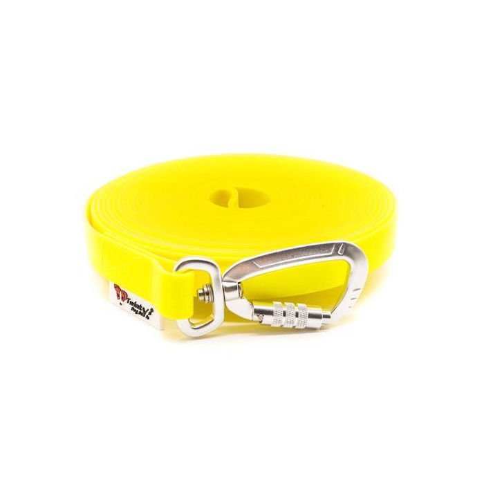 Twinkys Биотановый следовой поводок неоново-жёлтый (с защитным карабином) 13 мм x 10 м / без ручки
