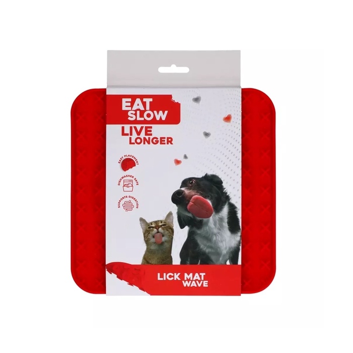 Eat Slow Live Longer Lakkumismatt Koerale M 20x20cm Punane