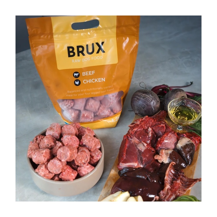 Brux tasakaalustatud toortoit koertele lihapallid veise & kanaga 1,2kg