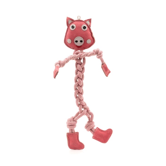 Wooffee игрушка для собак – кожаный поросёнок 20 см