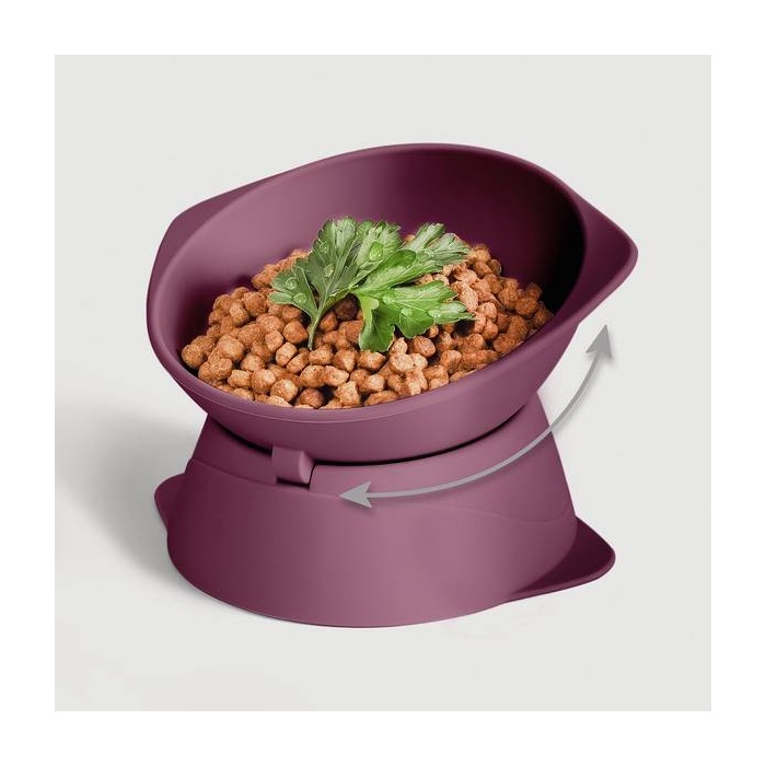 ne&no® Elevated Silicone Cat Bowl + Adjustable Tilt, Ruby