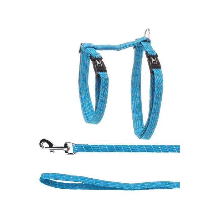 Flamingo Reflective Cat Harness 22–32 cm + Leash 110 cm, Blue