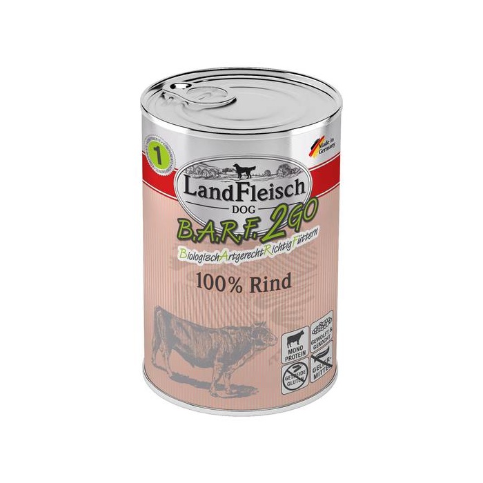 Landfleisch Dog BARF2GO Koerakonserv 100% Veiselihaga (Rind) 400g