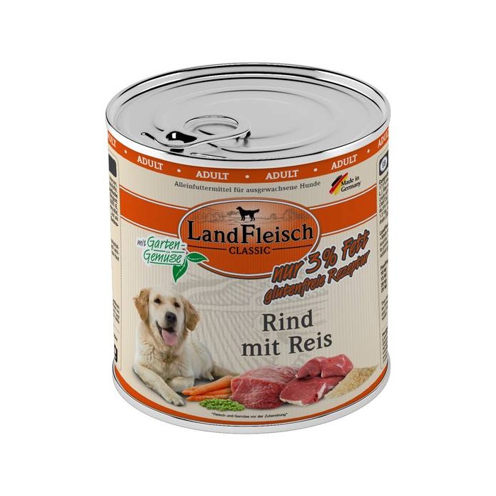 Landfleisch Classic Консервы для собак с говядиной и рисом (с пониженным содержанием жира) 800г