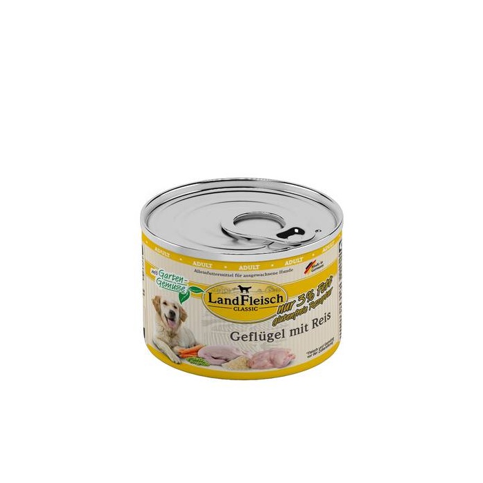 Landfleisch Dog Classic Wet Dog Food with Poultry, Rice and Garden Vegetables 195g