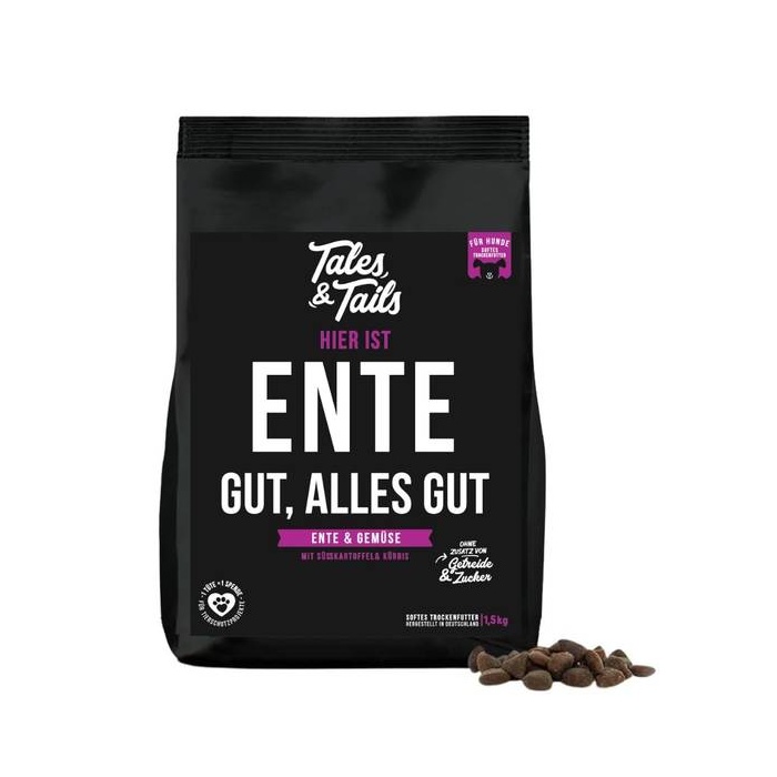 Tales and Tails Pehme Kuivtoit Täiskasvanud Koertele (70% Pardiliha) 4kg