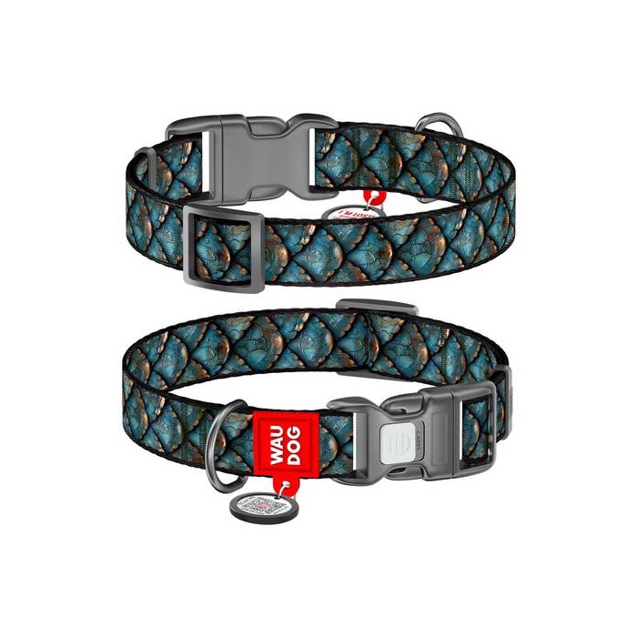 WAUDOG Нейлоновый ошейник для собак с QR-паспортом Scales, M 20 мм x 28–40 см