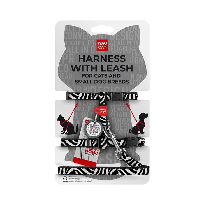 WAUCAT Nailonist Traksid Kassile / Väikesele Koerale Jalutusrihma ja QR-passiga Zebra, 10 mm