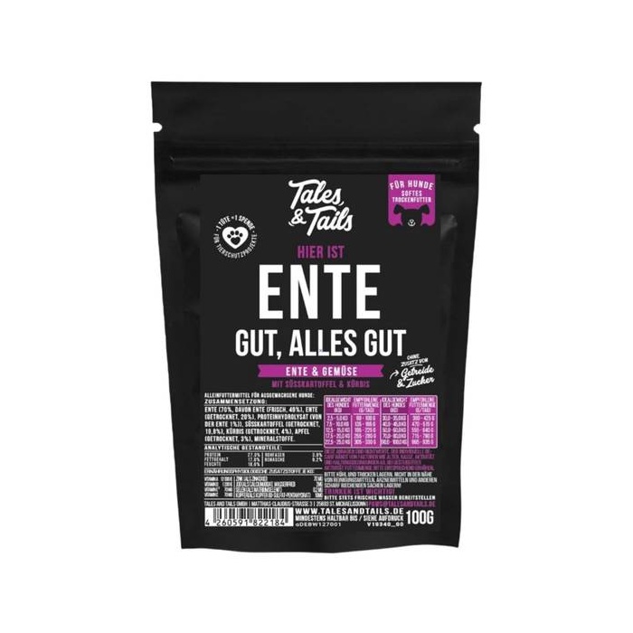 Tales & Tails mīkstā sausā barība pieaugušiem suņiem (70% pīles gaļas) 100g