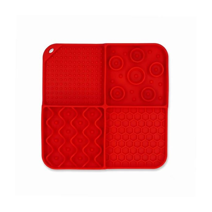 Eat Slow Live Longer Lick Mat for Dogs, Red 21x21cm