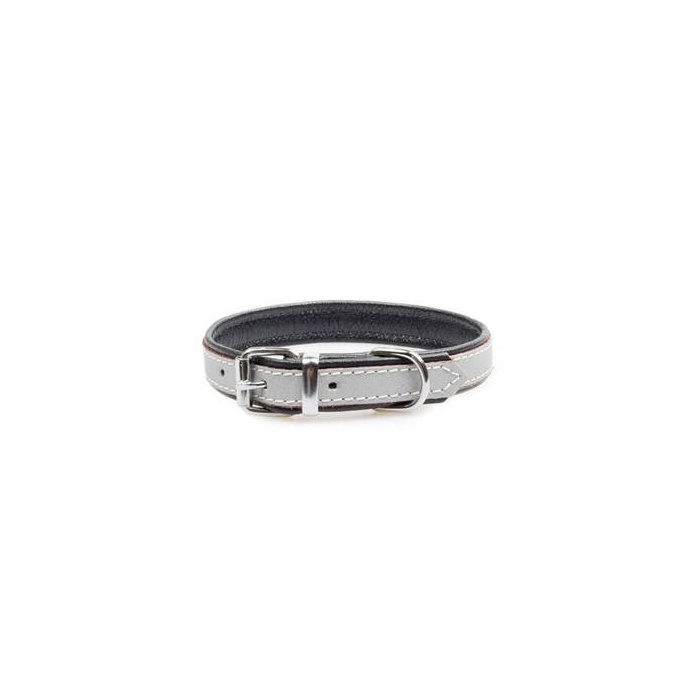 Onega Leather Dog Collar with Reflective Strip 19mm x 30cm