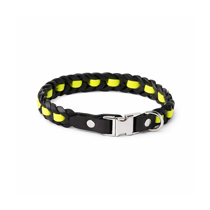 Klin Kaelarihm Koerale Nahk+Biothane, Kollane 25mm x 55cm