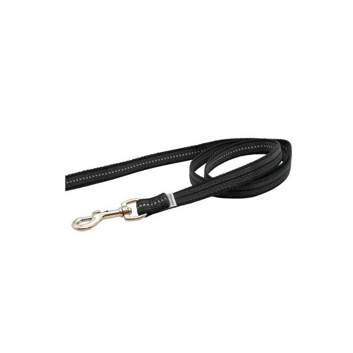 Sprenger Прорезиненный тренировочный поводок без петли, чёрный 19 мм x 1м
