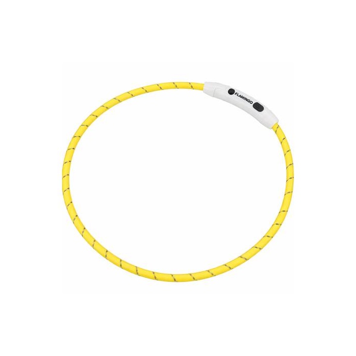 Flamingo LED Vilkuv Kaelarihm Koerale "Visio Nylon", Kollane 33-63,5cm
