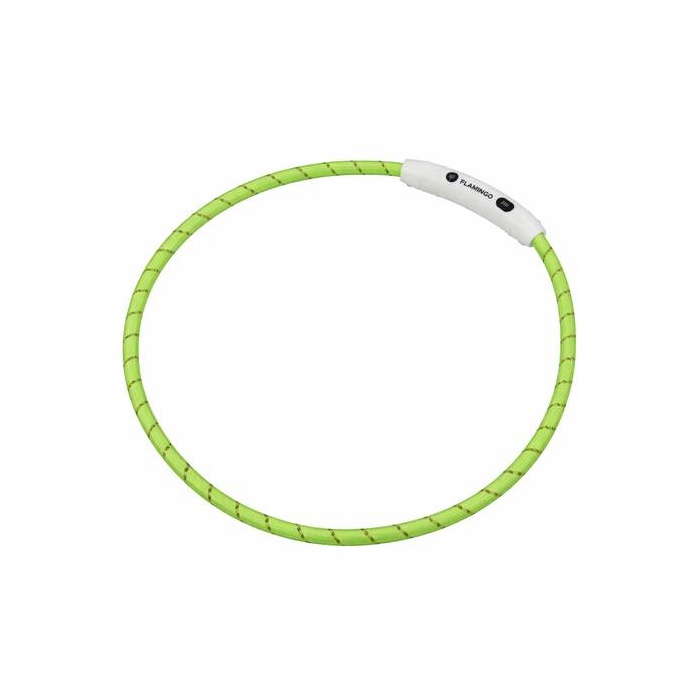 Flamingo LED Vilkuv Kaelarihm Koerale "Visio Nylon", Roheline 33-63,5cm