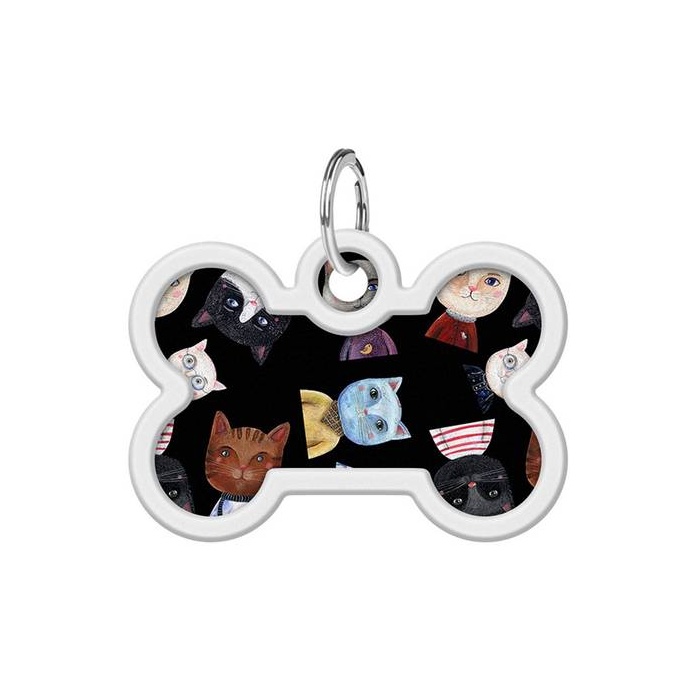 WAUDOG Smart ID Metal Tag (Bone) QR-code "Cats" 28x40mm