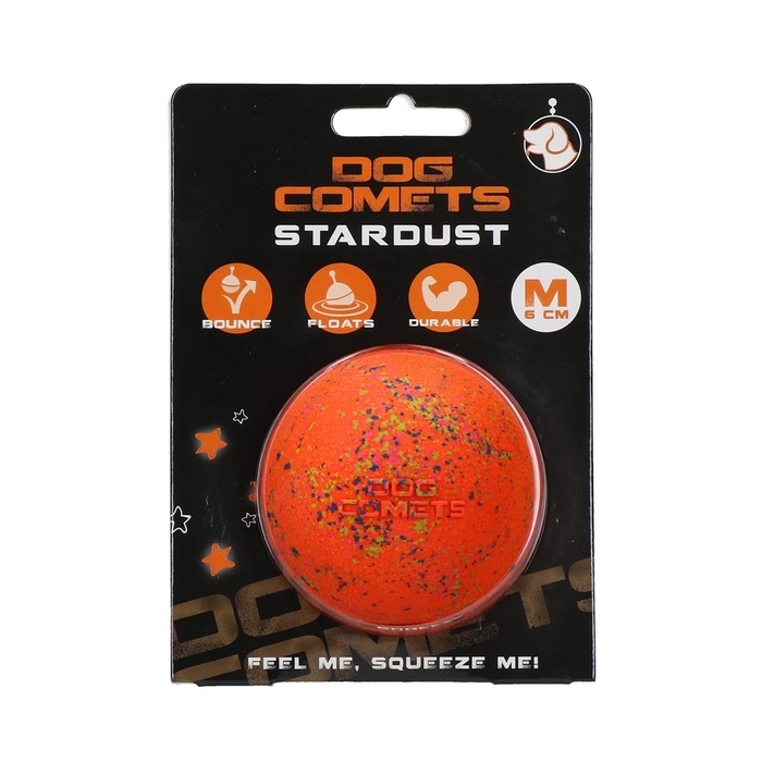 Dog Comets Mänguasi Koerale – pall Stardust, oranž M 6cm (Ujub vees)