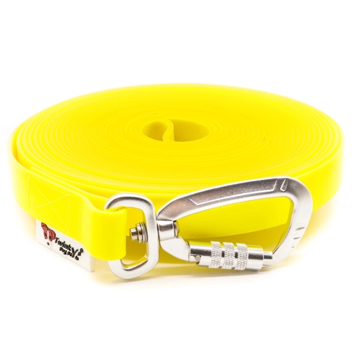 Twinkys Biothane Tracking Lead Neon Yellow (with Safety Carabiner) 13 mm x 10 m / without handle