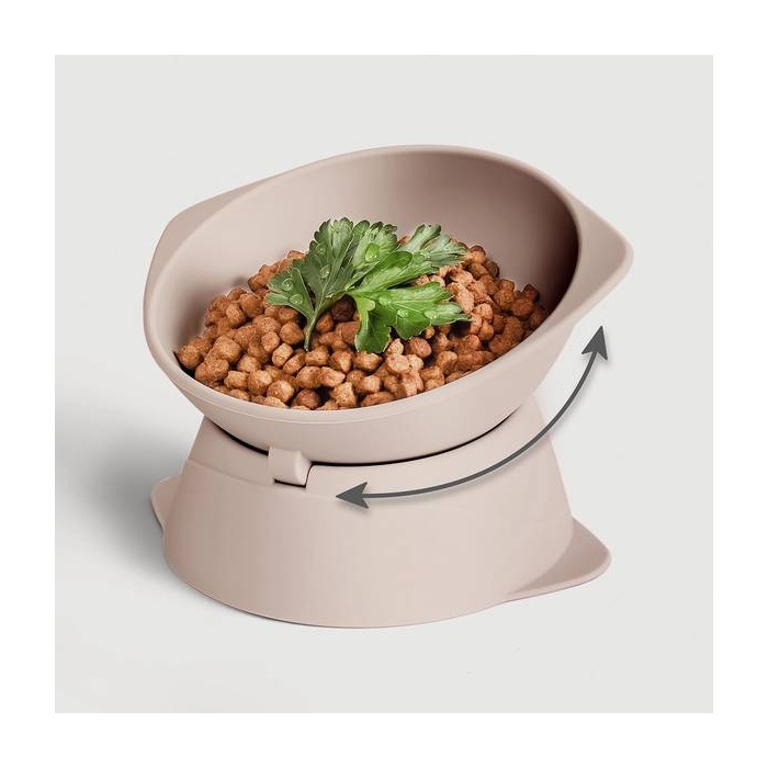 ne&no® Elevated Silicone Cat Bowl + Adjustable Tilt, Taupe