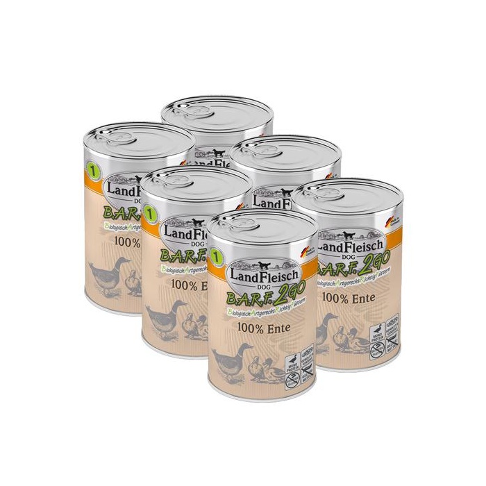 Landfleisch BARF2GO консервированный корм для собак с уткой, 400г x 6