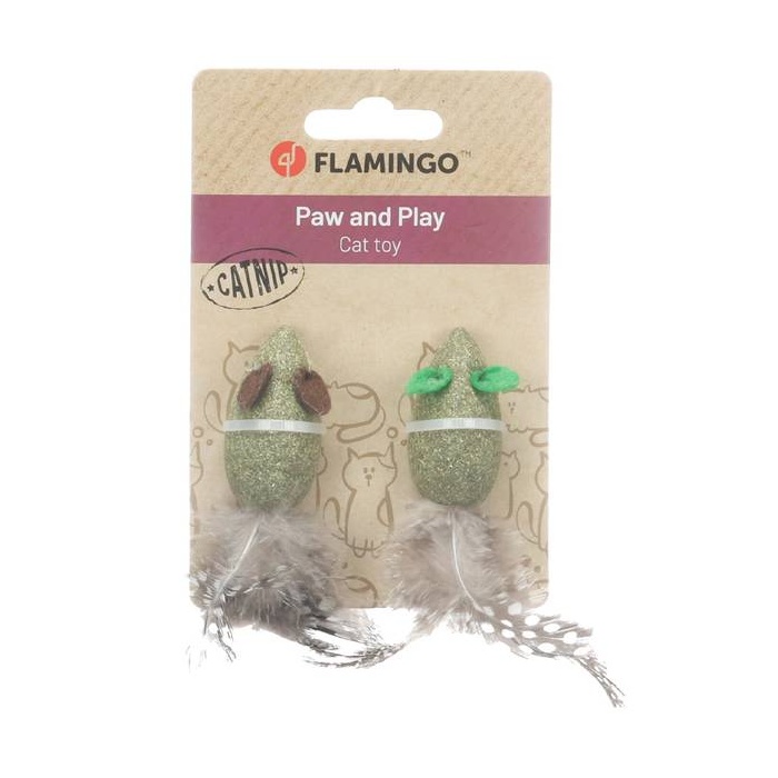 Flamingo Cat Toy - Mouse with Feathers 2pcs / 11.5 cm