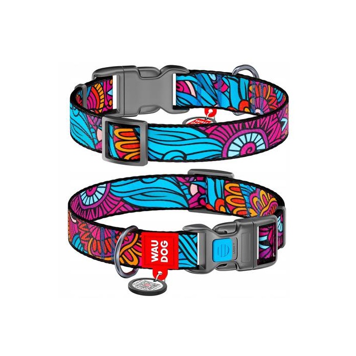 WAUDOG Нейлоновый ошейник для собак с QR-паспортом Summer, 10 мм x 20–30 см