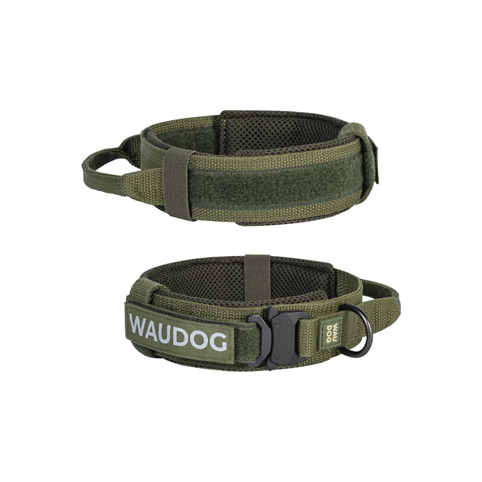 WAUDOG PRO Kaelarihm Koerale Käepidemega, Metallklamber, Khaki, M 50 mm x 38–47 cm