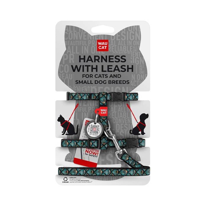 WAUCAT Nailonist Traksid Kassile / Väikesele Koerale Jalutusrihma ja QR-passiga Scales, 10mm