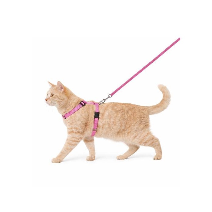 Flamingo Pink Cat Harness with Leash 110cm