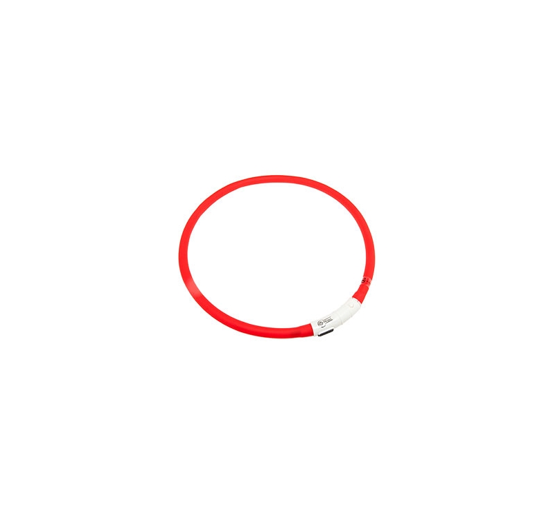 Мигающий (светящийся) ошейник USB, 20-70см, красный