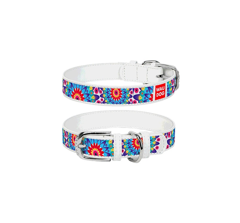 WAUDOG Collar "Flowers"  25mm x 36-49cm White