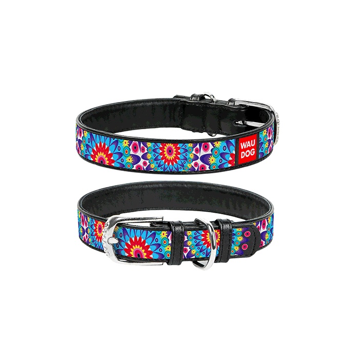 WAUDOG Collar "Flowers" 25mm x 36-49cm Black