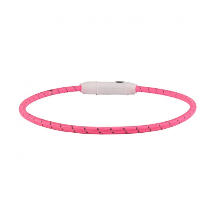 Flamingo LED mirksintis šuns antkaklis "Visio Nylon", rožinis, 33-63,5 cm