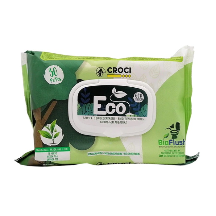 Croci Niisked Salvrätid Eco Roheline Tee ja Kloorheksidiin 30tk
