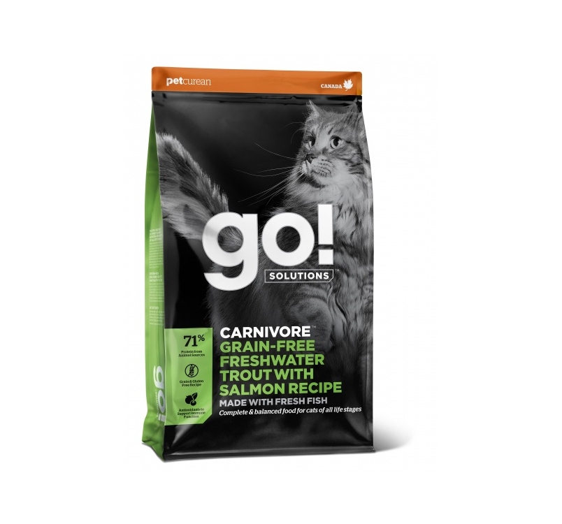 Корм GO! Carnivore беззерновой для котят и кошек с чувствительным пищеварением с форелью и лососем 1,4кг