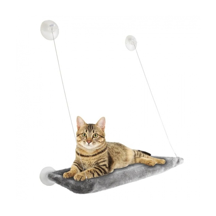 Flamingo kaķu gulta loga pusē "Chill"