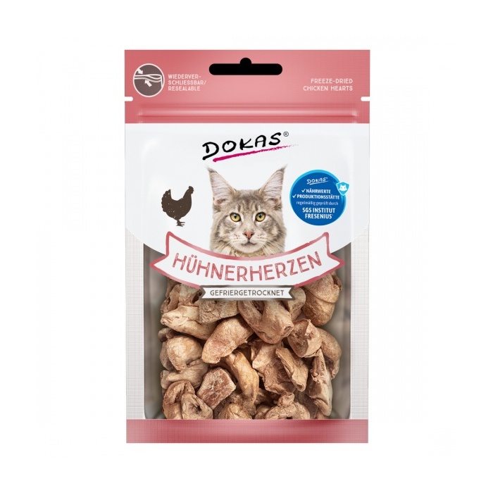 Dokas Сердца куриные сублимированные для кошек 15г