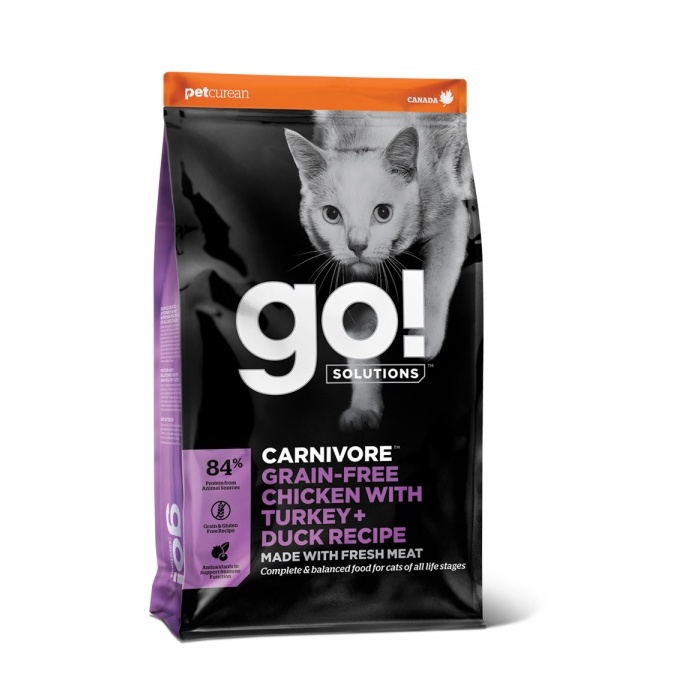Корм GO! Carnivore для котят и кошек, с курицей, индейкой, уткой и лососем 1,4кг