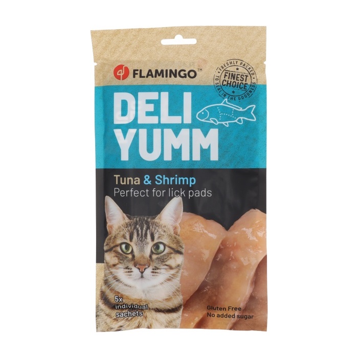 Flamingo Лакомство для кошек, Паста Deli Yumm, Тунец с креветками 70г
