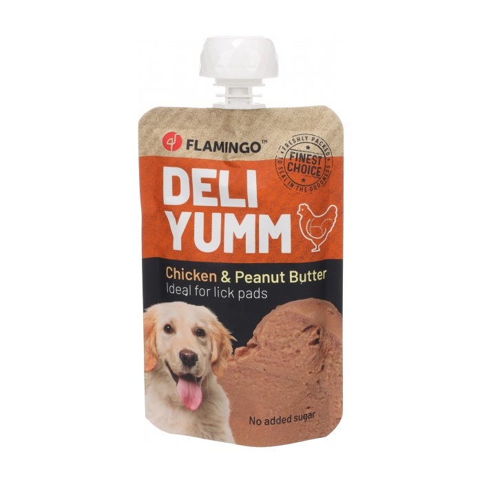 Flamingo Лакомство для собак - паста Deli Yumm с курицей и арахисовым маслом 90г