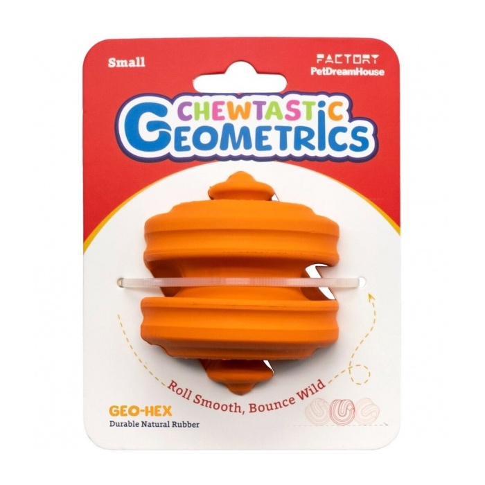 Petdreamhouse Chewtastic Geo-Hex Toiduga Täidetav Mänguasi Koerale, Oranž