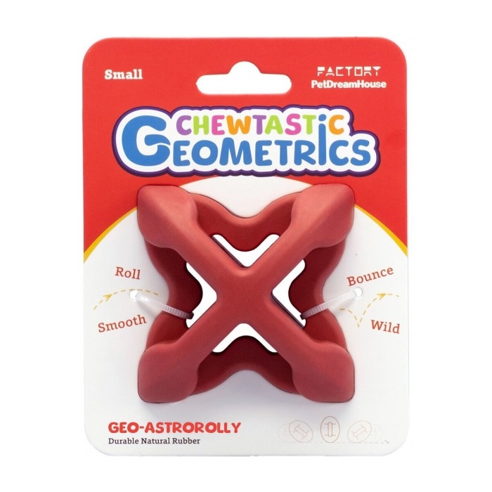 Petdreamhouse Chewtastic Geo-AstroRolly Multifunctional Toy for Dogs, Red