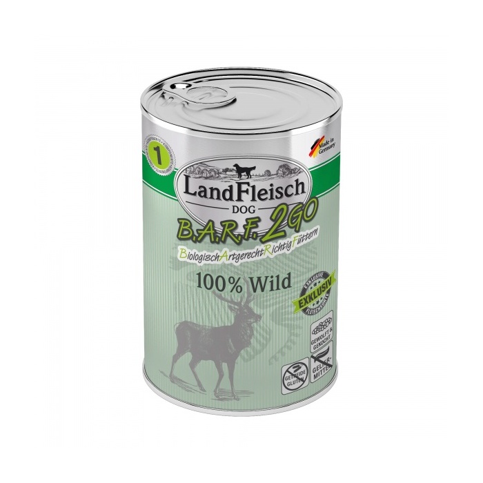 Landfleisch BARF2GO Canned Dog Food with 100% Game Meat 400g