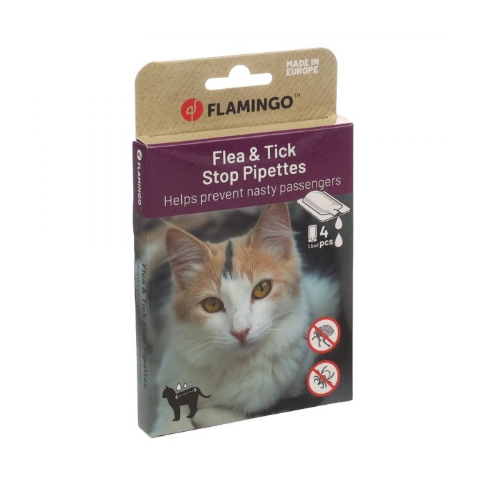 Flamingo Kirbu- ja puugitõrje Tilgad Kassile 4x1,5ml