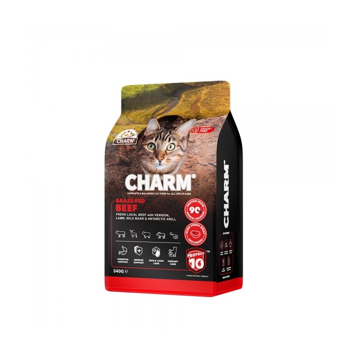 Charm Grass-Fed Beef - sausā kaķu barība ar liellopu gaļu 340g