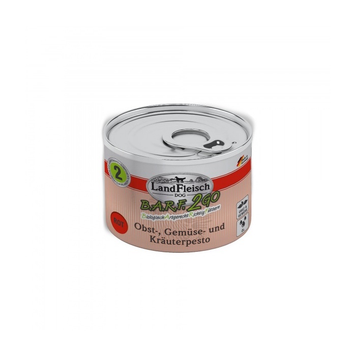 LandFleisch suņiem BARF2GO sarkanais pesto ar augļiem, dārzeņiem un garšaugiem 200g