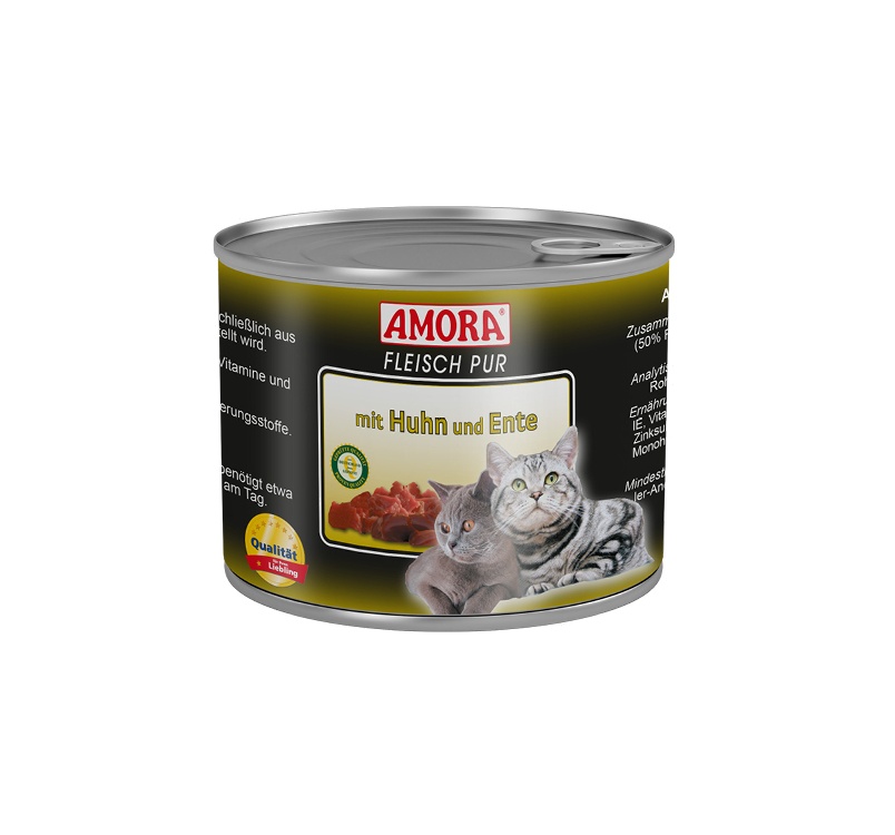 Amora Консервы для кошек - курица и утка 200г