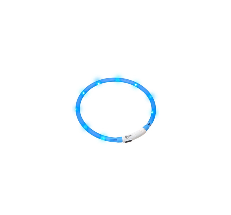 Мигающий (светящийся) ошейник USB, 20-75см, синий