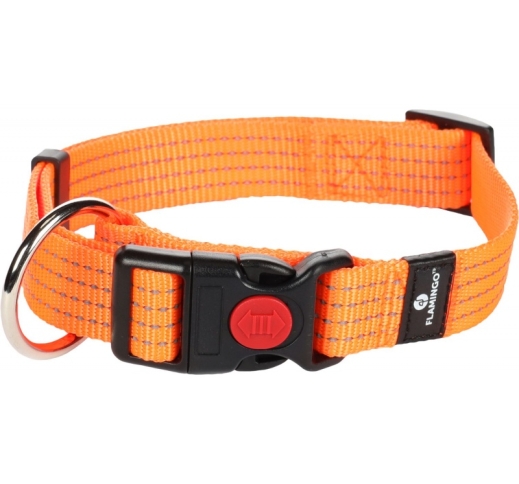 Adjustable Orange Nylon Collar with Reflector 45-65cm / 25mm