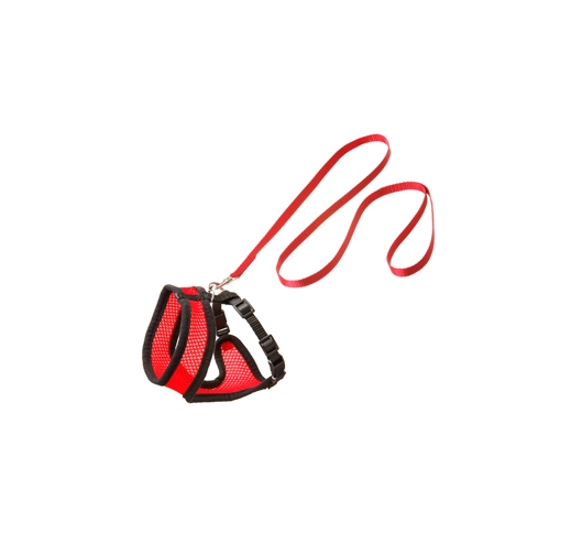Cat Harness with Leash S 32-41cm Red/Black